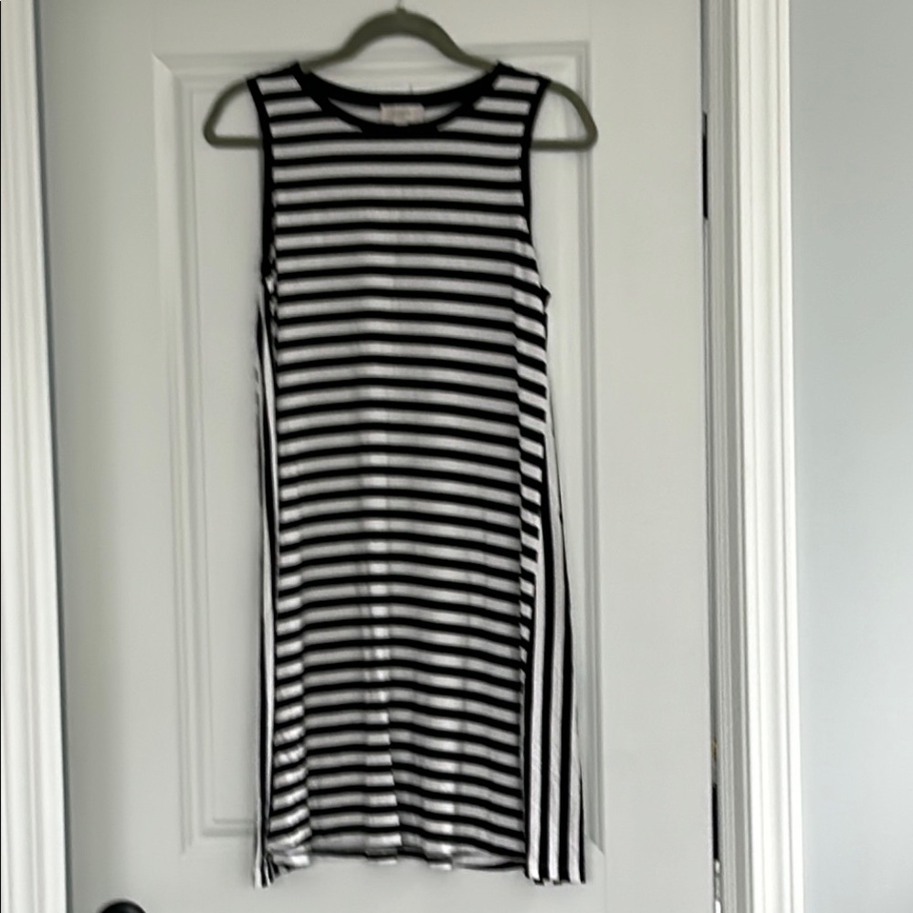 Striped Black and White Sleeveless Dress